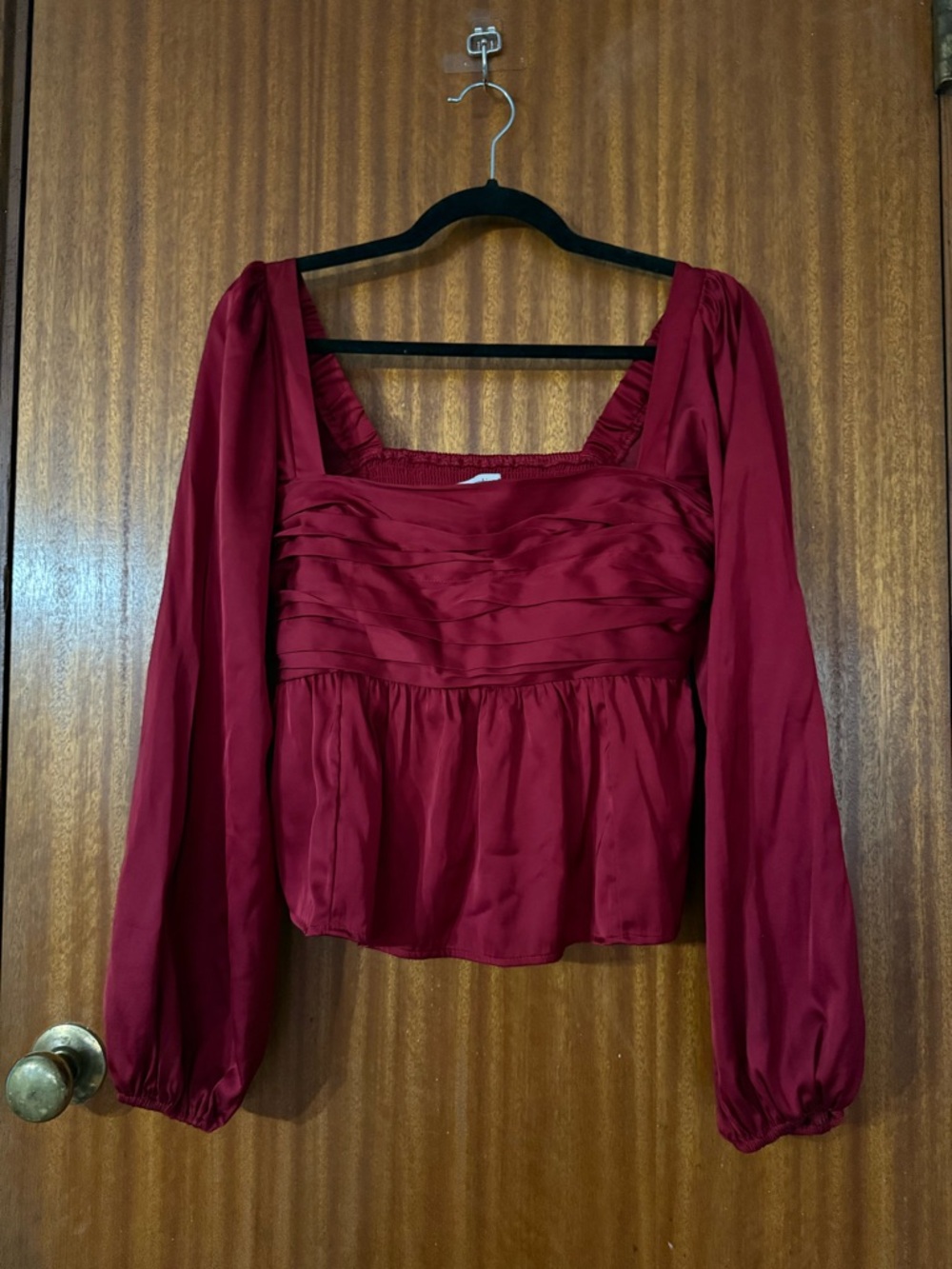 A&F Emerson Satin Long Sleeve Top